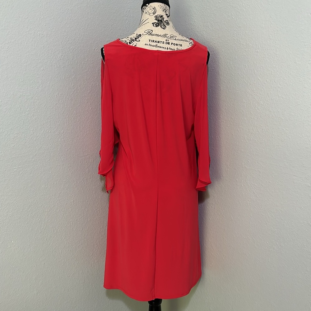 Flutter Sleeve Coral Dress Dress Barn Size 12 - Picture 4 of 8